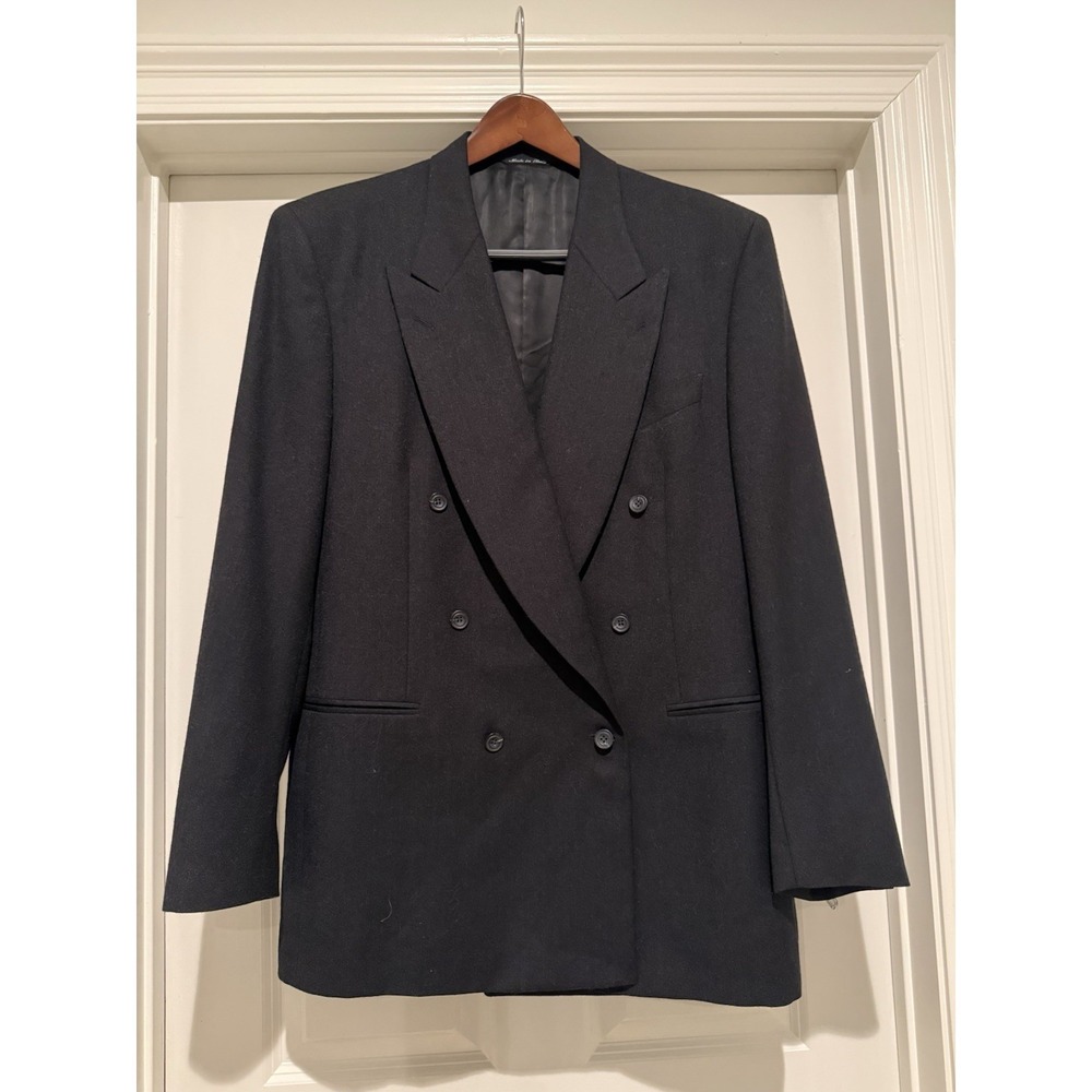 Canali Proposta Wool Blazer‎ Mens 52L (US 42L) Gray Double Breasted Italy